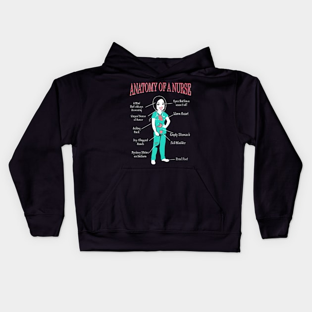 Anatomy Of A Nurse For Christmas Kids Hoodie by Stick Figure103